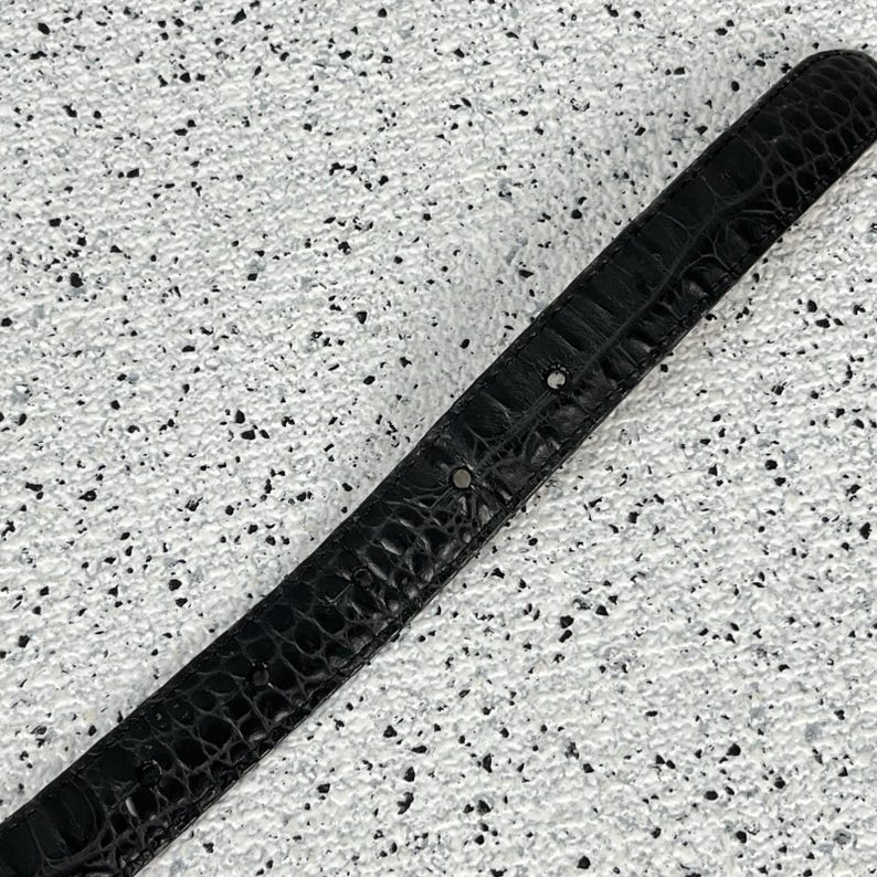 Vtg Brighton Croc Embossed Leather Belt Womens M Black Silver Tone Concho 46923 image 5