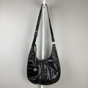 Vintage Y2K Brighton Purse Black Studded Heart Shoulder Bag Slouchy Charm immagine 2