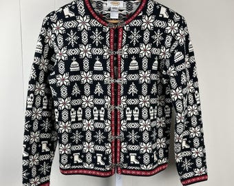 Vintage 50s 1950s Varsity Letterman Campus Wool Cardigan Sweater 