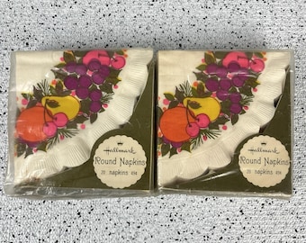Lot de 2 serviettes en papier rondes vintage Hallmark Deadstock