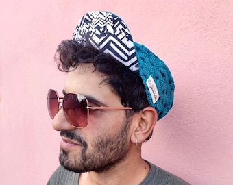 JACKFRUIT Hula Hat - Ziggy Stardust - Reversible Cotton Aztec Crazy Patterned Festival Fresh Prince Aztec Summer Beach Holiday Cap Snap Back