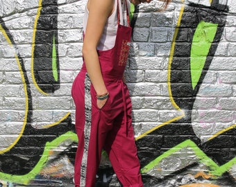JACKFRUIT Dungarees - Pink - 80s Fresh Prince Adult Overalls 90s Aztec Men Woman Dungarees Kawaii Japan Clothing Festival Clothing Rave Set