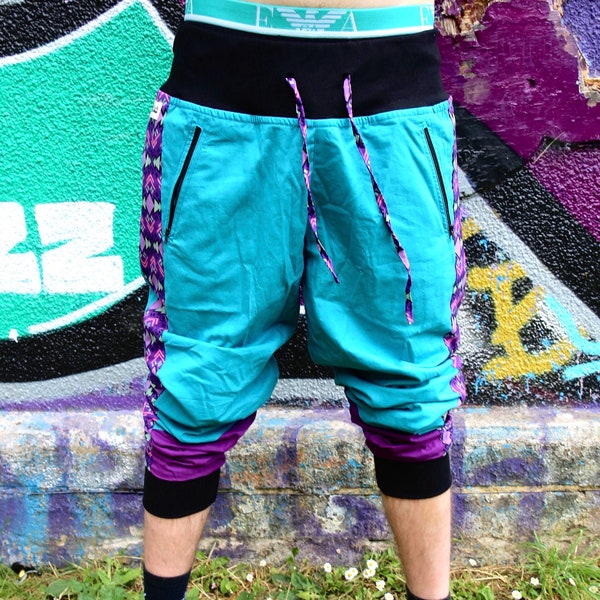 JACKFRUIT Reversible Shell Suit Pants - Space Invaders - Unisex - 80s Fresh Prince Festival Trousers Aztec 90s Clothing Japan Streetwear
