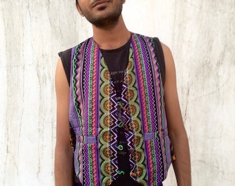 JACKFRUIT Waistcoat - Jungle Fever Purple - Crazy Festival Retro 80s Print Aztec Pink Party Fresh Prince Vest Mens Womens Clothing Kawaii