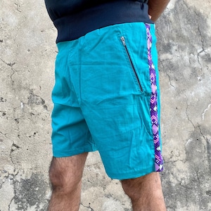 JACKFRUIT Shorts - Space Invaders - Cotton Mens Festival Clothing 80s Fresh Prince Retro Aztec Shorts Beach Holiday Outfit 90s Streetwear