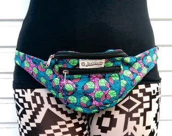 JACKFRUIT Bumbag / Fanny Pack - Afro Disco Pink - Multi Colour Unisex Crazy Pattern Festival Fresh Prince Aztec Gypsy Zip Bag Boho Funky