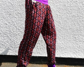 JACKFRUIT Papaya Pants - Space Invaders Black - Unisex Crazy Pattern Festival Fresh Prince Retro Boho Aztec Party Trousers Tracksuit Yoga