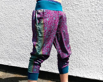 JACKFRUIT Papaya Pants - Sari Vines Pink - Unisex Crazy Pattern Festival Fresh Prince Retro Boho Aztec Party Trousers Tracksuit Psy Yoga