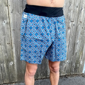 JACKFRUIT Shorts - Kaleidoscope Grey - Fresh Prince 80s Boho Aztec Pants Beach Holiday Outfit Cotton Mens Crazy Patterned Festival Clothing