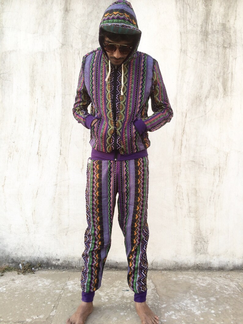 Jungle Fever Purple Unisex Crazy Pattern Festival Fresh Prince Style Boho Aztec Party Trousers Tracksuits Yoga JACKFRUIT Papaya Pants