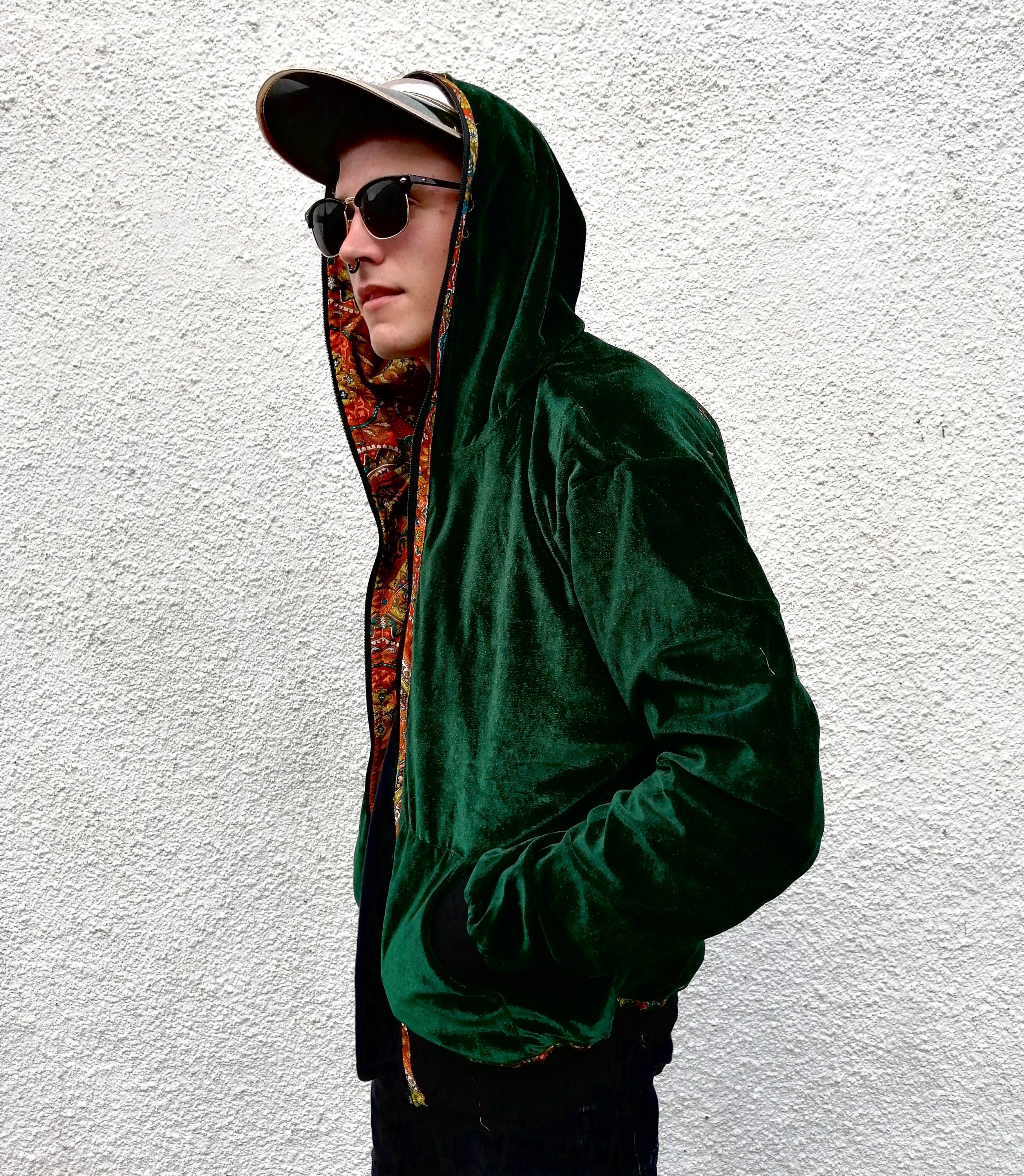 JACKFRUIT Reversible Velvet Deluxe Shell Suit Hoodie - Green