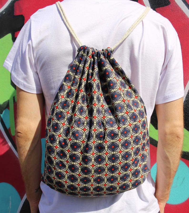 JACKFRUIT Beach-BagDrawstring Bag Multi Colour Crazy Pattern Festival Gym Holiday Fresh Prince Aztec Gypsy Pouch Boho Funky Bubble Red