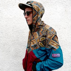 JACKFRUIT veste de costume réversible en velours de luxe - velours fusia - unisexe - veste festival en velours aztèque Fresh Prince rue rétro des années 80 et 90