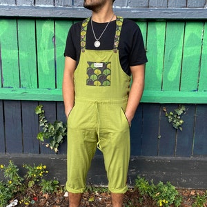 JACKFRUIT Coco Dungarees - Green 2 - Aztec Festival Clothing 80s Fresh Prince Men Woman Overalls Boho Kawaii One Piece Adult 90s Jumpsuit