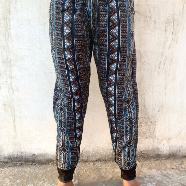 JACKFRUIT Papaya Pants - Aztec Black 2 - Unisex Crazy Pattern Festival Fresh Prince Retro Style Boho Aztec Party Trousers Tracksuits Yoga