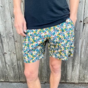 JACKFRUIT Shorts - Flower Power - Fresh Prince 80s Boho Aztec Pants Beach Holiday Outfit Cotton Mens Crazy Patterned 90s Festival Clothing