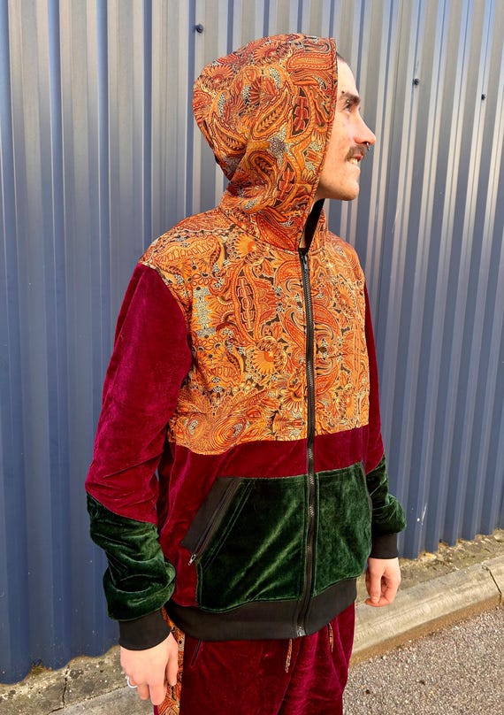 Cozy Velvet Shell Suit Hoodie - 80s Rave Set Festival Clothing