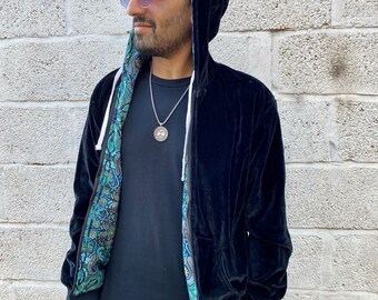 JACKFRUIT Reversible Velvet Hoodie - Black - Velour Fresh Prince