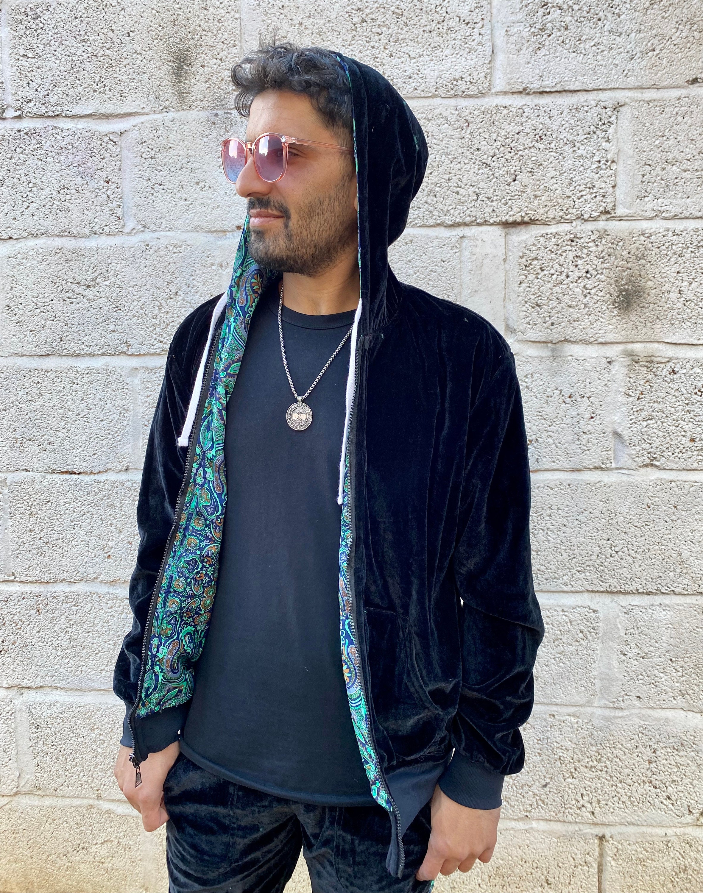 JACKFRUIT Reversible Velvet Hoodie - Black - Velour Fresh Prince
