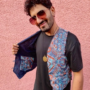 JACKFRUIT Reversible Waistcoat (men & women sizes) - WhirlyGig - 80s Festival Clothing Boho Rave Set Retro Vintage Burning Man Party Vest
