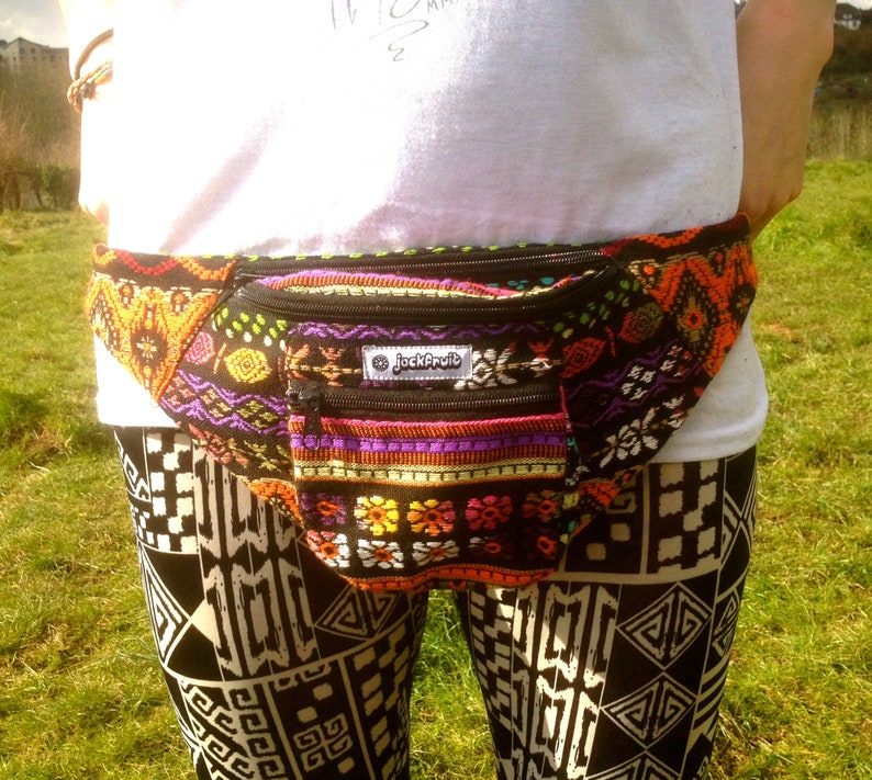 JACKFRUIT Bumbag / Fanny Pack Autumn Aztec Festival 80s 90s Boho Fresh Prince Clothing Trippy Burning Man Hippy Money Pouch Travel Bag image 1