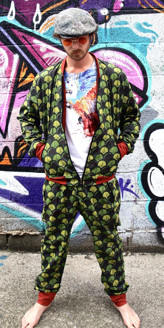 Pantalones de papaya JACKFRUIT Hoja verde Ropa de festival boho para hombre Ropa de calle japonesa Pantalones de yoga tribales unisex Fresh Prince Psy Pantalones hippy Etsy Espana