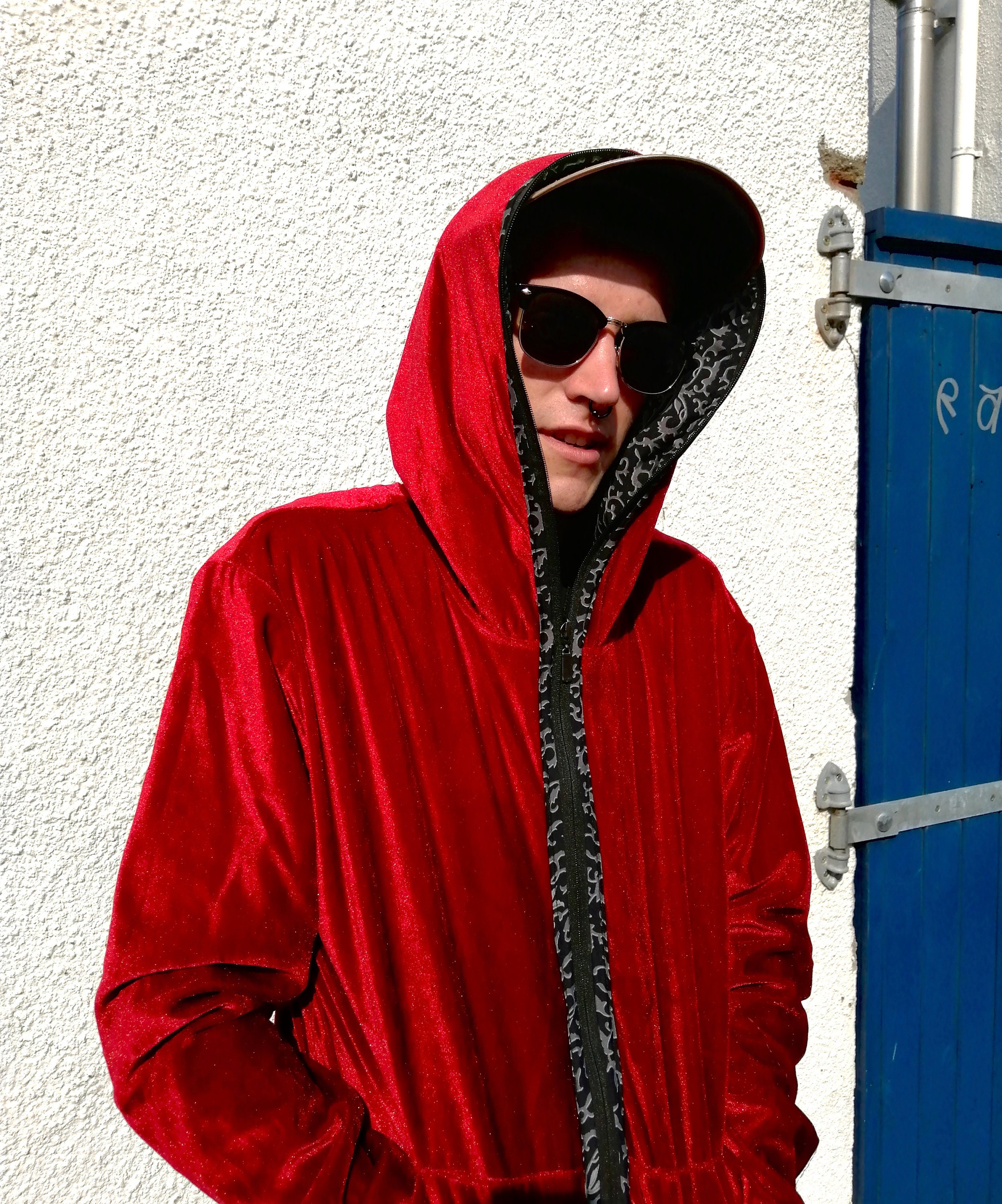 humane skulder Perth Blackborough Red Velvet Shell Suit Hoodie 90s Streetwear Burning Man - Etsy