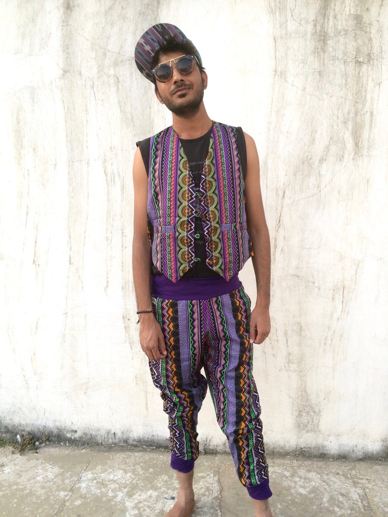 Jungle Fever Purple Unisex Crazy Pattern Festival Fresh Prince Style Boho Aztec Party Trousers Tracksuits Yoga JACKFRUIT Papaya Pants