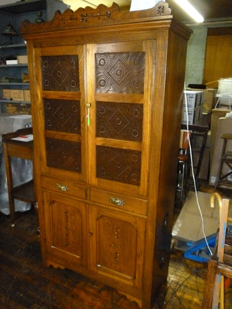 Antique Pie Safe cupboard Oak Chestnut 1900's Etsy