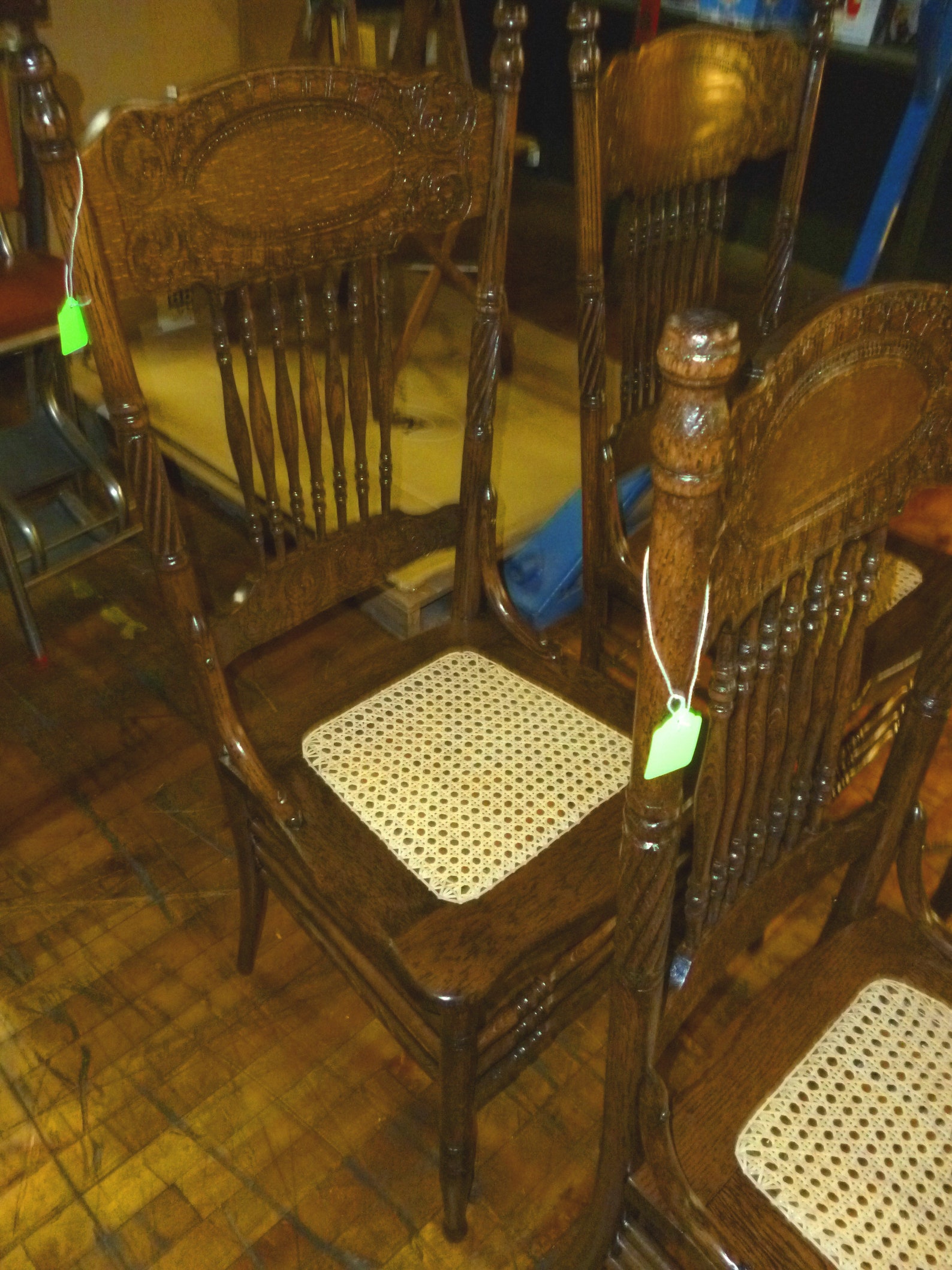 Antique Oak Larkin press back chairs set of 6 refinished Etsy