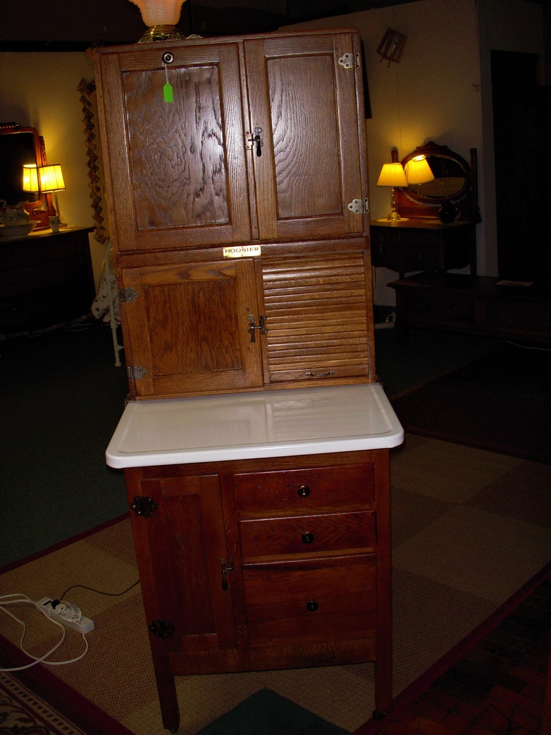 Antique Oak Hoosier Style Kitchen 1/2 Size 26 Etsy