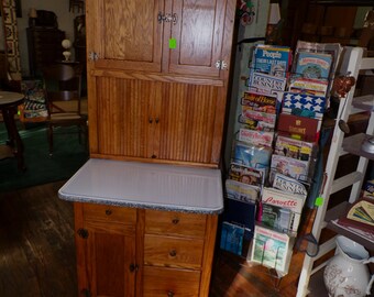 Antique oak sale hoosier cabinet