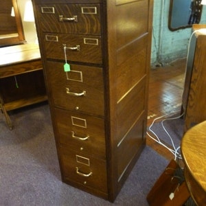 Antique Oak File Cabinet Yawman Erbe 1900's  refinished 5 drawers Buyer responsible for freight charges and getting quotes.