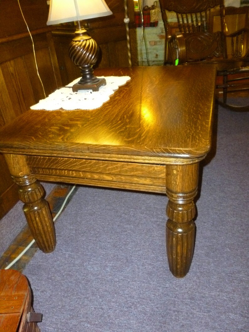 Antique Oak Coffee Table Library Quarter Sawn Oak Refinished 1900's