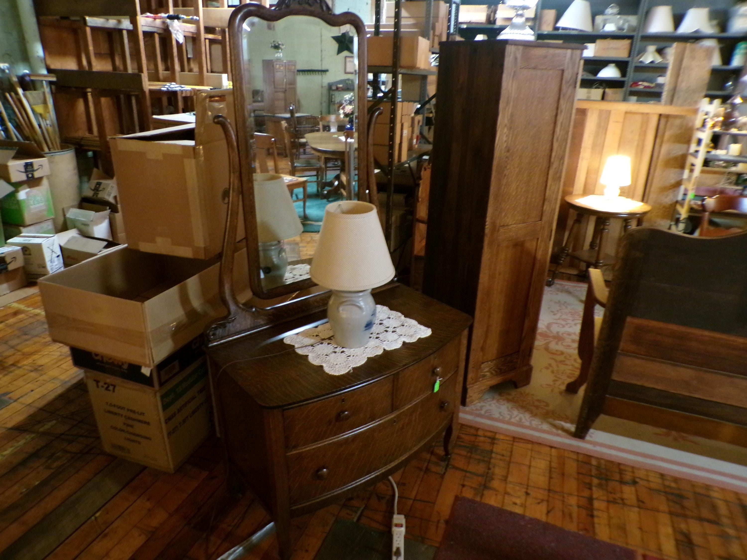 antique oak princess dresser Antique Princess Chest Drawers Dresser W Antique Mirror Dark Oak