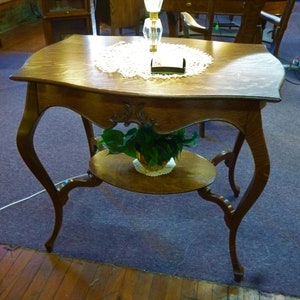 Antique Oak Library table Desk Accent table 1900's refinished ornate applied carvings shipping calculator incorrect