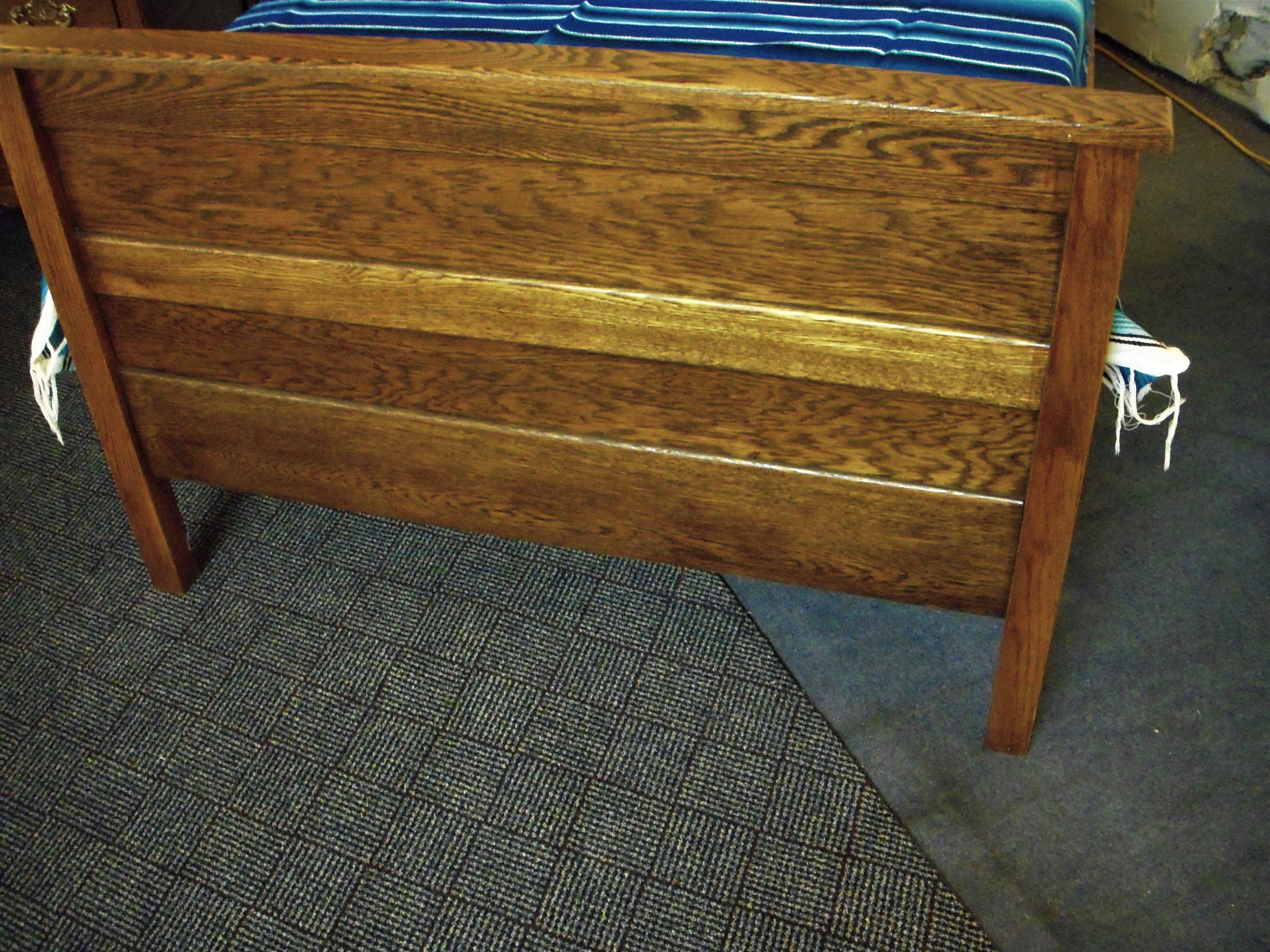 Antique Oak Twin Size Bed Refinished 1900's Headboard , Footboard