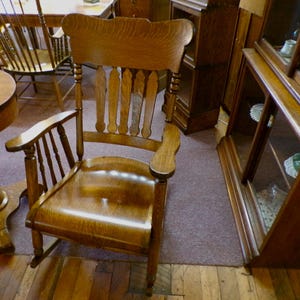 Antique Wooden Rocking Chair No Arms Etsy