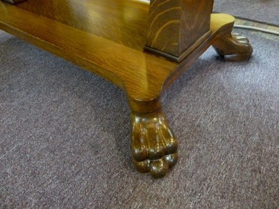 Antique Oak Desk Library Table W Drawer Solid Quarter Sawn Antique Oak Desk Library Table W