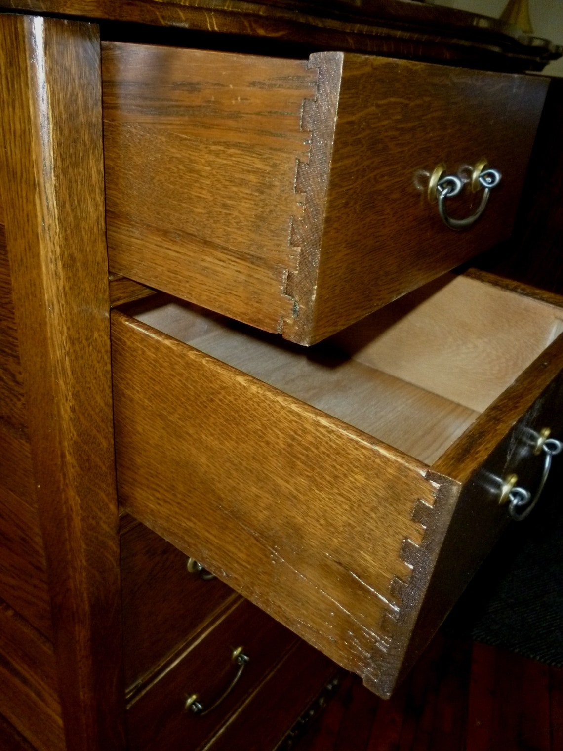Antique oak Highboy w/mirror dresser chest of drawers bureau Etsy