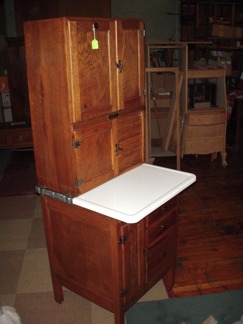 Antique Oak Hoosier Style Kitchen 1/2 Size 26 Etsy