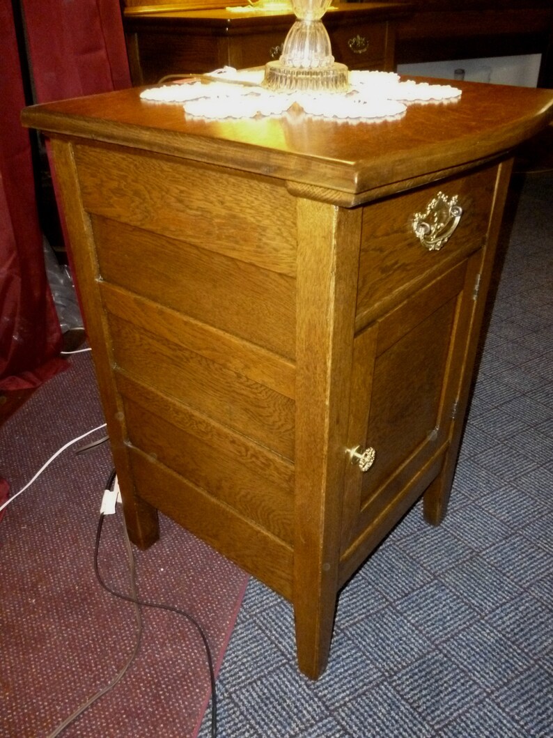 Antique Oak nightstand end table washstand 1900's Etsy