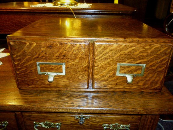 Antique Oak Desk Top File 2 Drawer Refinished Quarter Sawn Antique Oak Desk Top File 2 Drawer