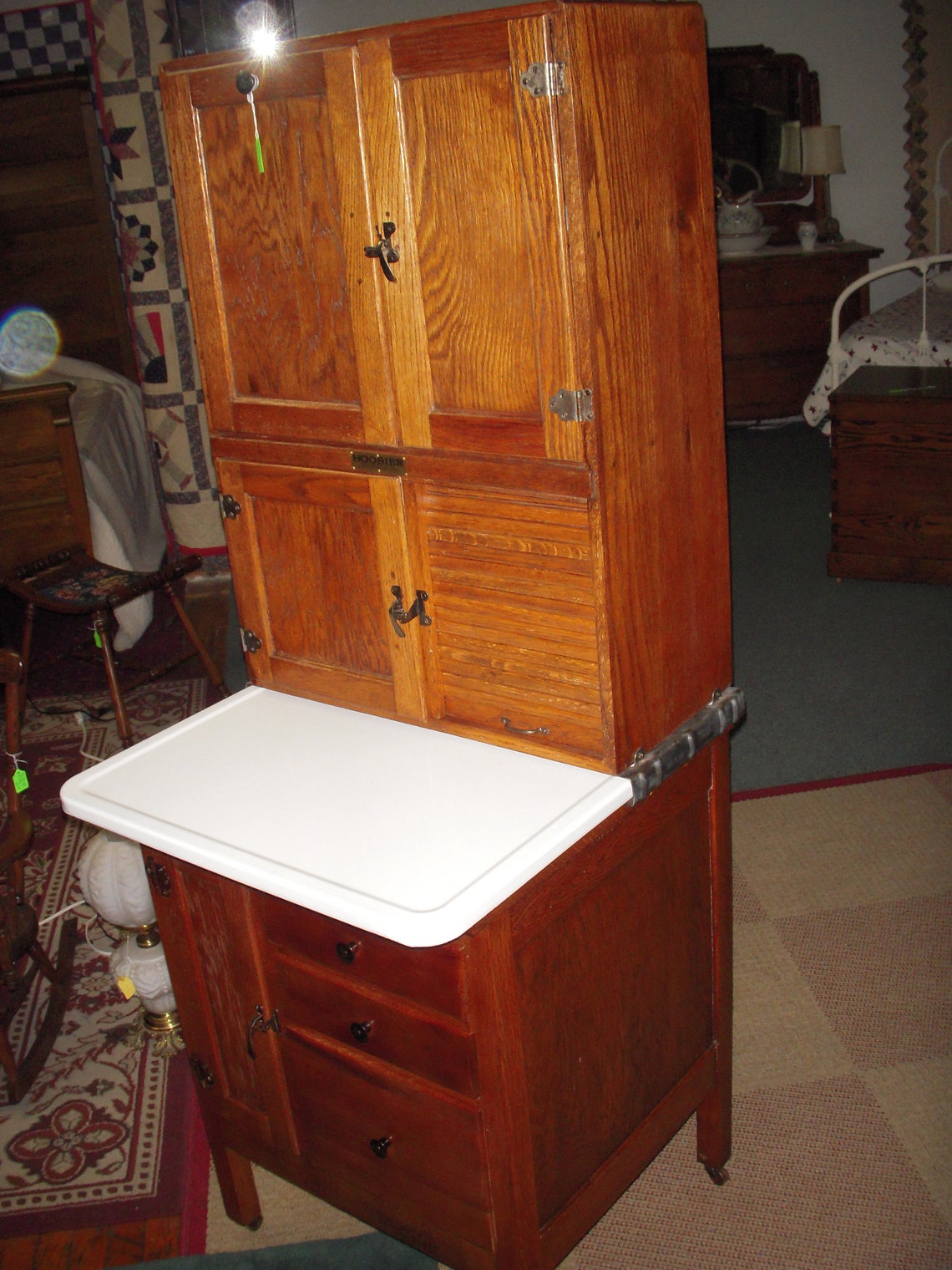 Antique Oak Hoosier Style Kitchen 1/2 Size 26 Etsy