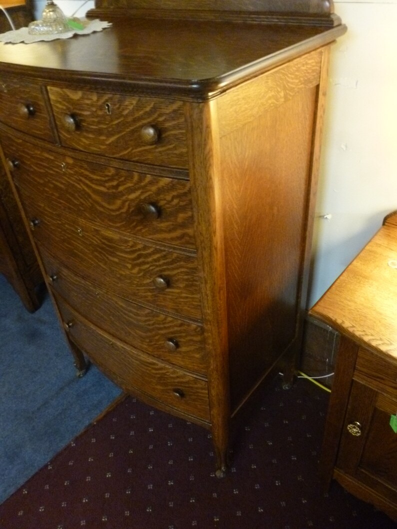 Antique Oak Dresser Bureau W/ Beveled Edge Mirror 1900's Etsy