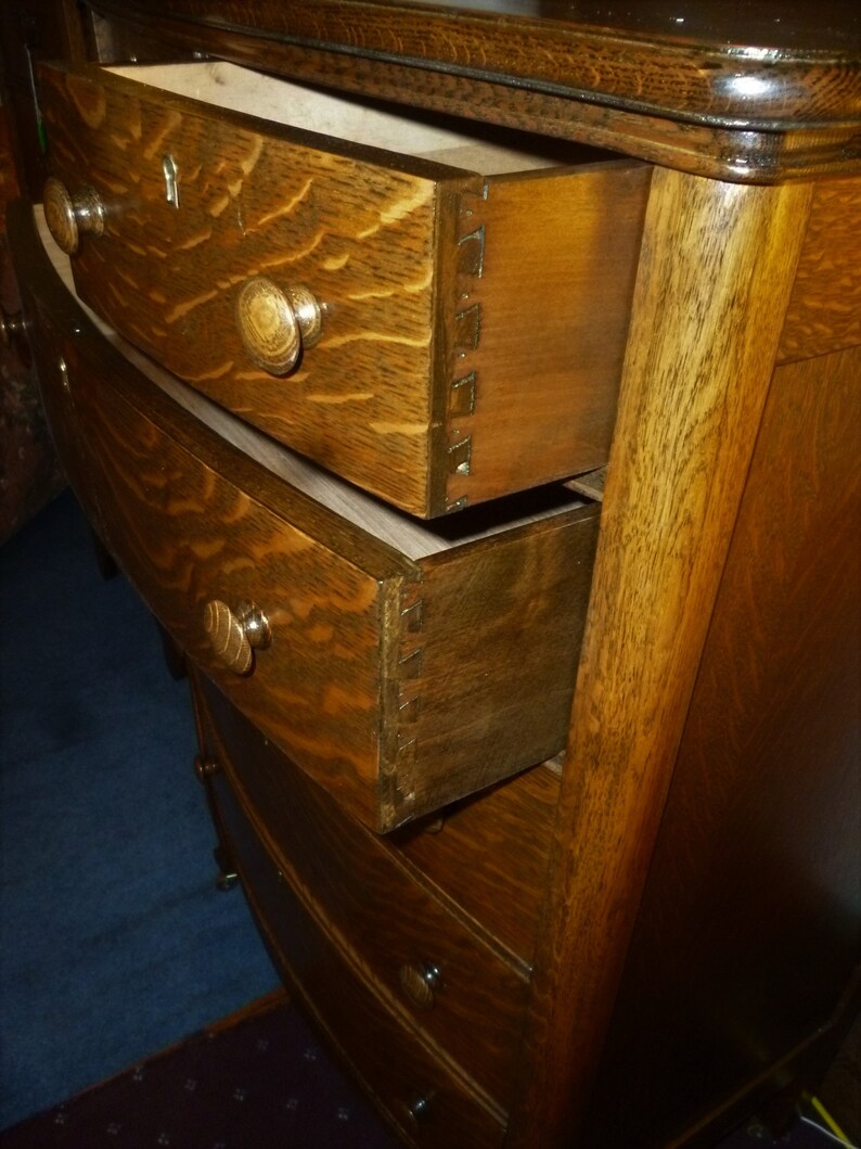 Antique Oak Dresser Bureau W/ Beveled Edge Mirror 1900's Etsy