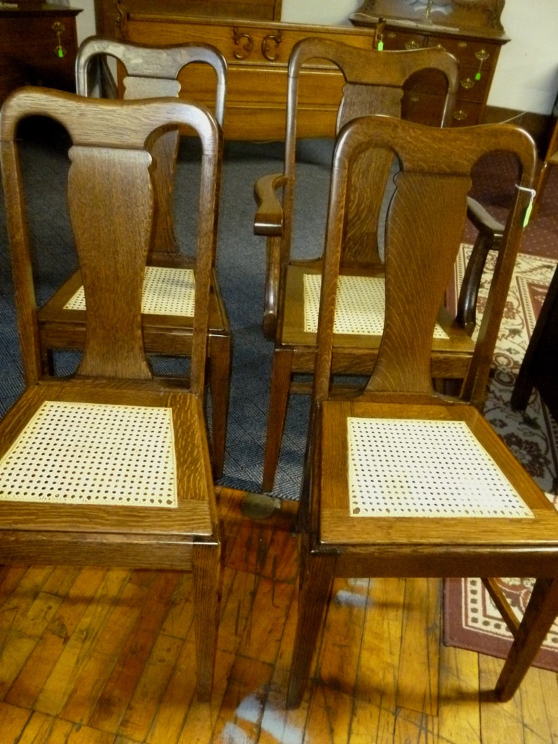 Antique Oak Chairs Set of 4 Restored Refinished 1900s Etsy