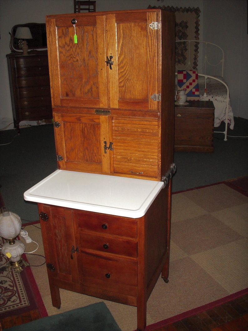 Antique Oak Hoosier Style Kitchen 1/2 Size 26 Etsy