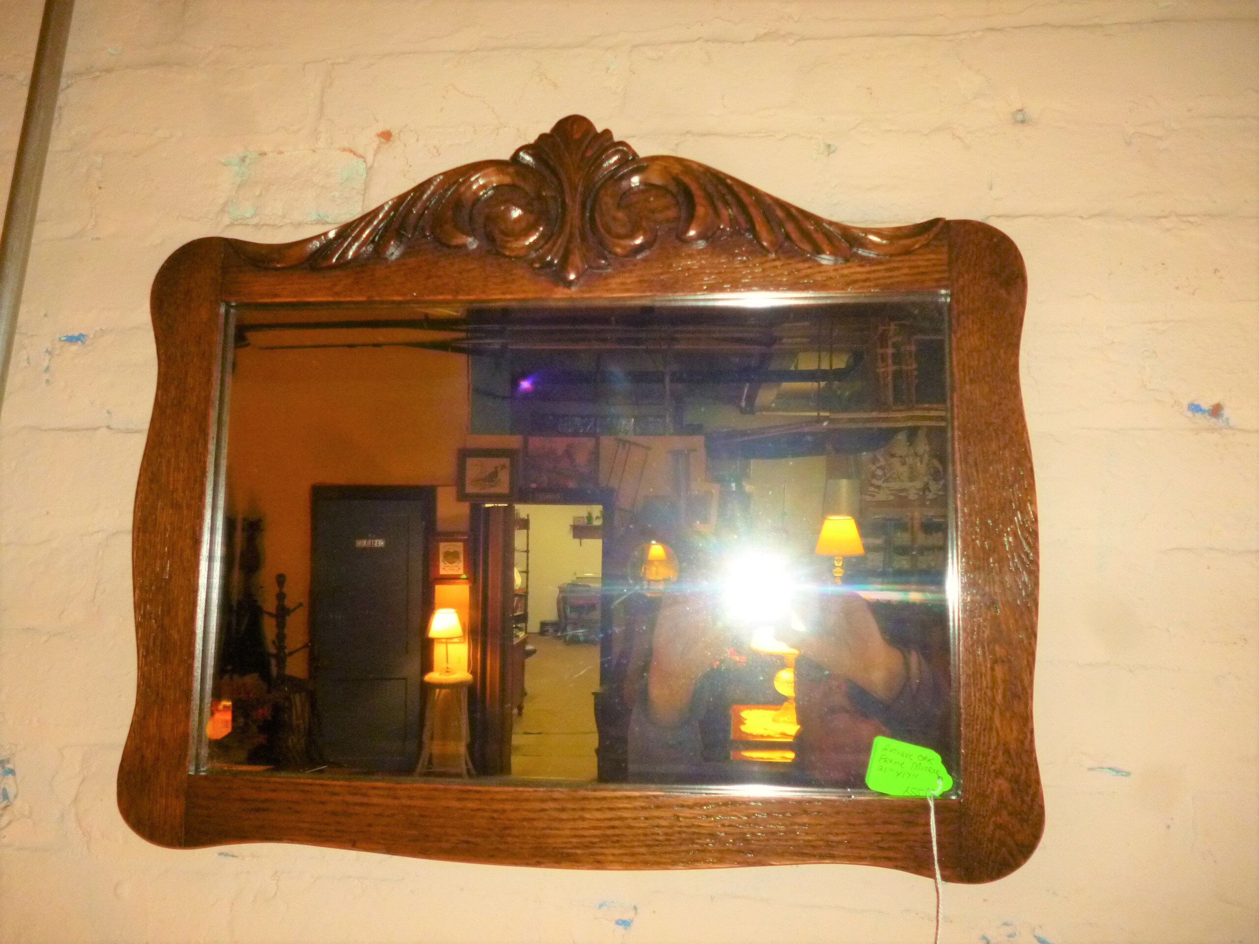 Antique oak frame beveled mirror refinished 1900's Etsy