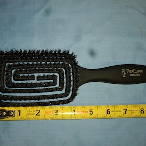 Ladies Hair Brush 100% Boar Bristle Flex Curve Vented head Black  New in Box